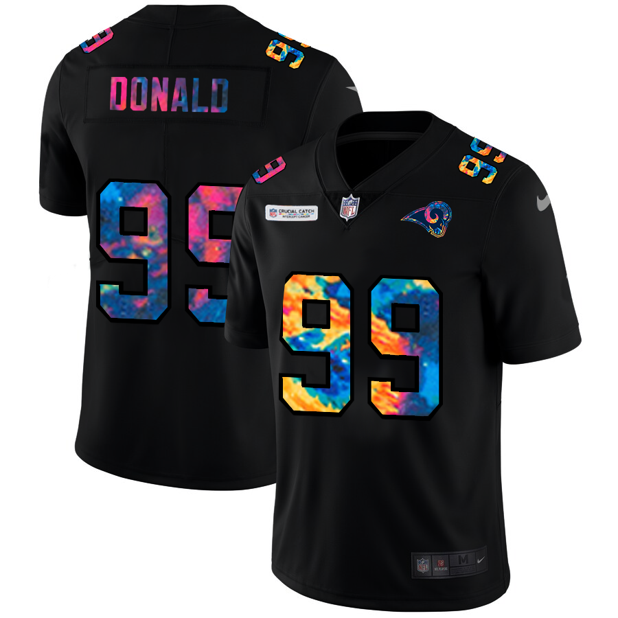 NFL Los Angeles Rams #99 Aaron Donald Men Nike MultiColor Black 2020 Crucial Catch Vapor Untouchable Limited Jersey->los angeles rams->NFL Jersey